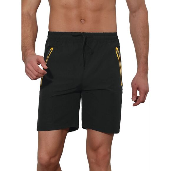 Men's Solid Color Elastic Waistband Lightweight Swimwear Shorts Black - Picture 1 of 6